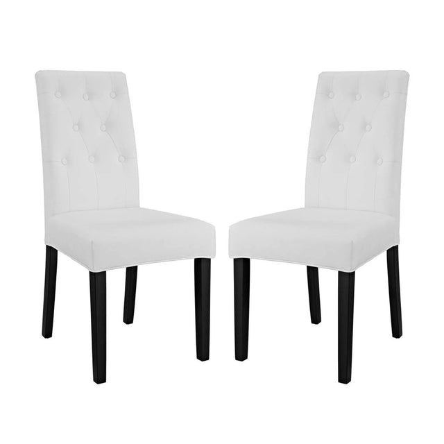 Set of 2 Button Tufted Faux Leather Dining Side Chairs - Dining Chairs available at Alpine Outlets in Denver