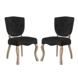 Set of 2 Button Tufted Velvet Vintage French Dining Side Chairs - Dining Chairs available at Alpine Outlets in Denver