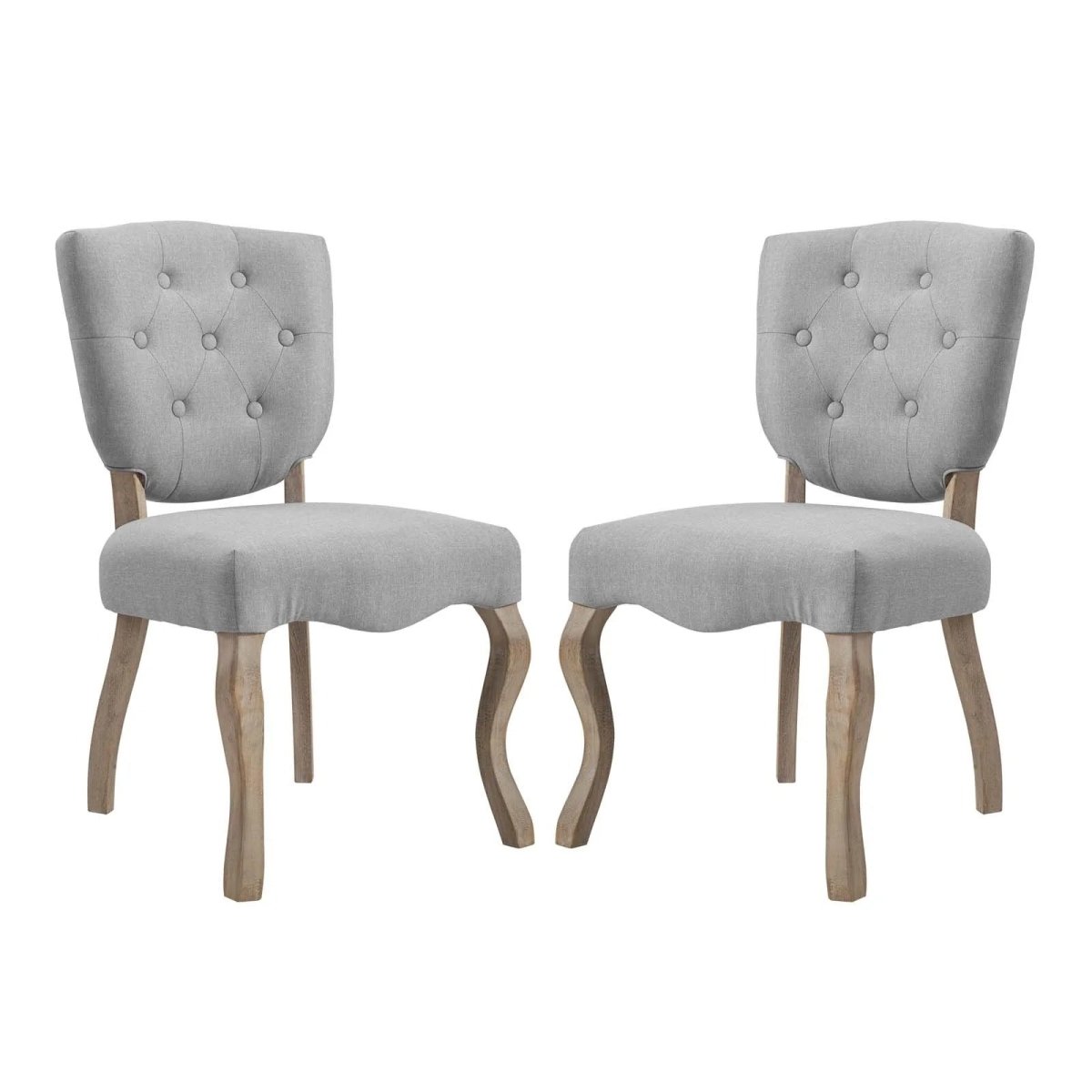 Set of 2 Button Tufted Velvet Vintage French Dining Side Chairs - Dining Chairs available at Alpine Outlets in Denver