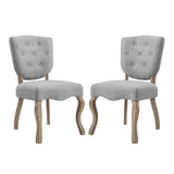 Set of 2 Button Tufted Velvet Vintage French Dining Side Chairs - Dining Chairs available at Alpine Outlets in Denver