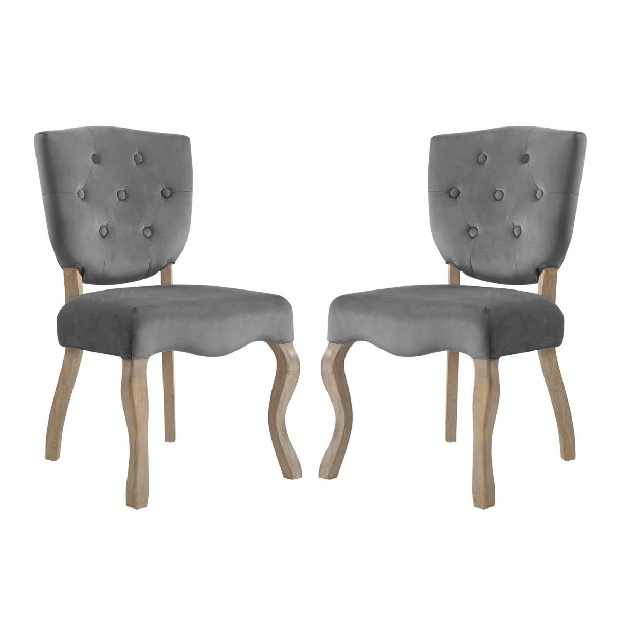 Set of 2 Button Tufted Velvet Vintage French Dining Side Chairs - Dining Chairs available at Alpine Outlets in Denver