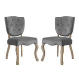 Set of 2 Button Tufted Velvet Vintage French Dining Side Chairs - Dining Chairs available at Alpine Outlets in Denver