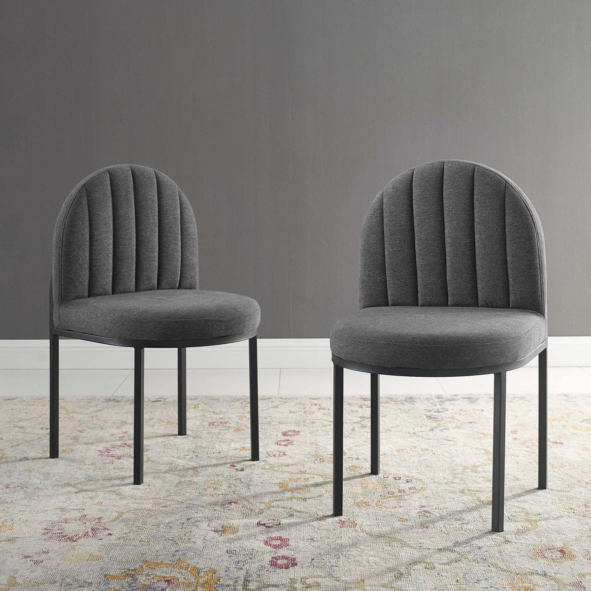 Set of 2 Channel Tufted Clamshell Fabric Dining Side Chairs - Dining Chairs available at Alpine Outlets in Denver