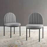 Set of 2 Channel Tufted Clamshell Fabric Dining Side Chairs - Dining Chairs available at Alpine Outlets in Denver