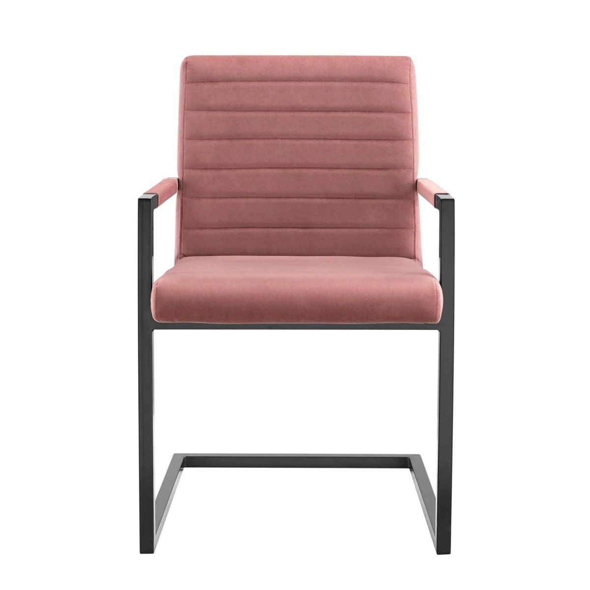 Set of 2 Dusty Rose Channel Tufted Performance Velvet Sled Base Dining Chairs - Dining Chairs available at Alpine Outlets in Denver