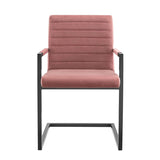 Set of 2 Dusty Rose Channel Tufted Performance Velvet Sled Base Dining Chairs - Dining Chairs available at Alpine Outlets in Denver
