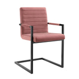 Set of 2 Dusty Rose Channel Tufted Performance Velvet Sled Base Dining Chairs - Dining Chairs available at Alpine Outlets in Denver