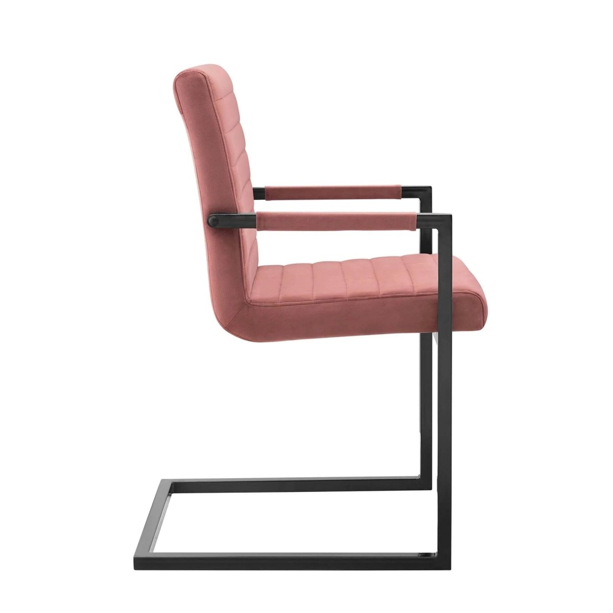 Set of 2 Dusty Rose Channel Tufted Performance Velvet Sled Base Dining Chairs - Dining Chairs available at Alpine Outlets in Denver