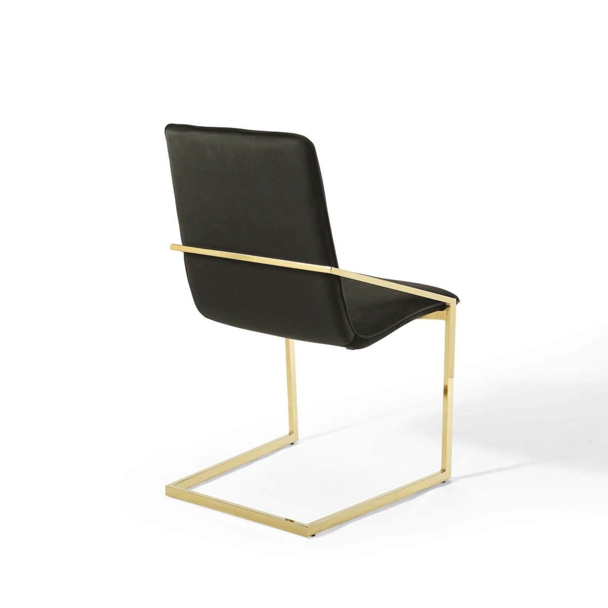 Set of 2 Geometric Gold Stainless Steel Performance Velvet Dining Armchairs - Dining Chairs available at Alpine Outlets in Denver