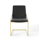 Set of 2 Geometric Gold Stainless Steel Performance Velvet Dining Armchairs - Dining Chairs available at Alpine Outlets in Denver