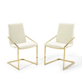 Set of 2 Geometric Gold Stainless Steel Performance Velvet Dining Armchairs - Dining Chairs available at Alpine Outlets in Denver