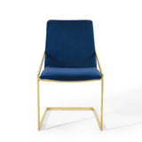 Set of 2 Geometric Gold Stainless Steel Performance Velvet Dining Armchairs - Dining Chairs available at Alpine Outlets in Denver