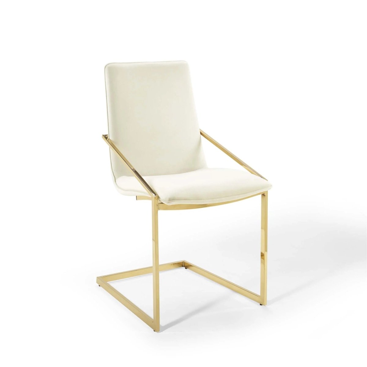 Set of 2 Geometric Gold Stainless Steel Performance Velvet Dining Armchairs - Dining Chairs available at Alpine Outlets in Denver