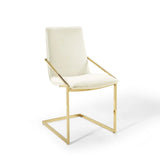 Set of 2 Geometric Gold Stainless Steel Performance Velvet Dining Armchairs - Dining Chairs available at Alpine Outlets in Denver