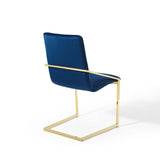 Set of 2 Geometric Gold Stainless Steel Performance Velvet Dining Armchairs - Dining Chairs available at Alpine Outlets in Denver