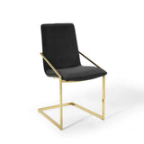 Set of 2 Geometric Gold Stainless Steel Performance Velvet Dining Armchairs - Dining Chairs available at Alpine Outlets in Denver