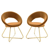 Set of 2 Performance Velvet Circular Dining Chairs with Gold Hairpin Legs - Dining Chairs available at Alpine Outlets in Denver
