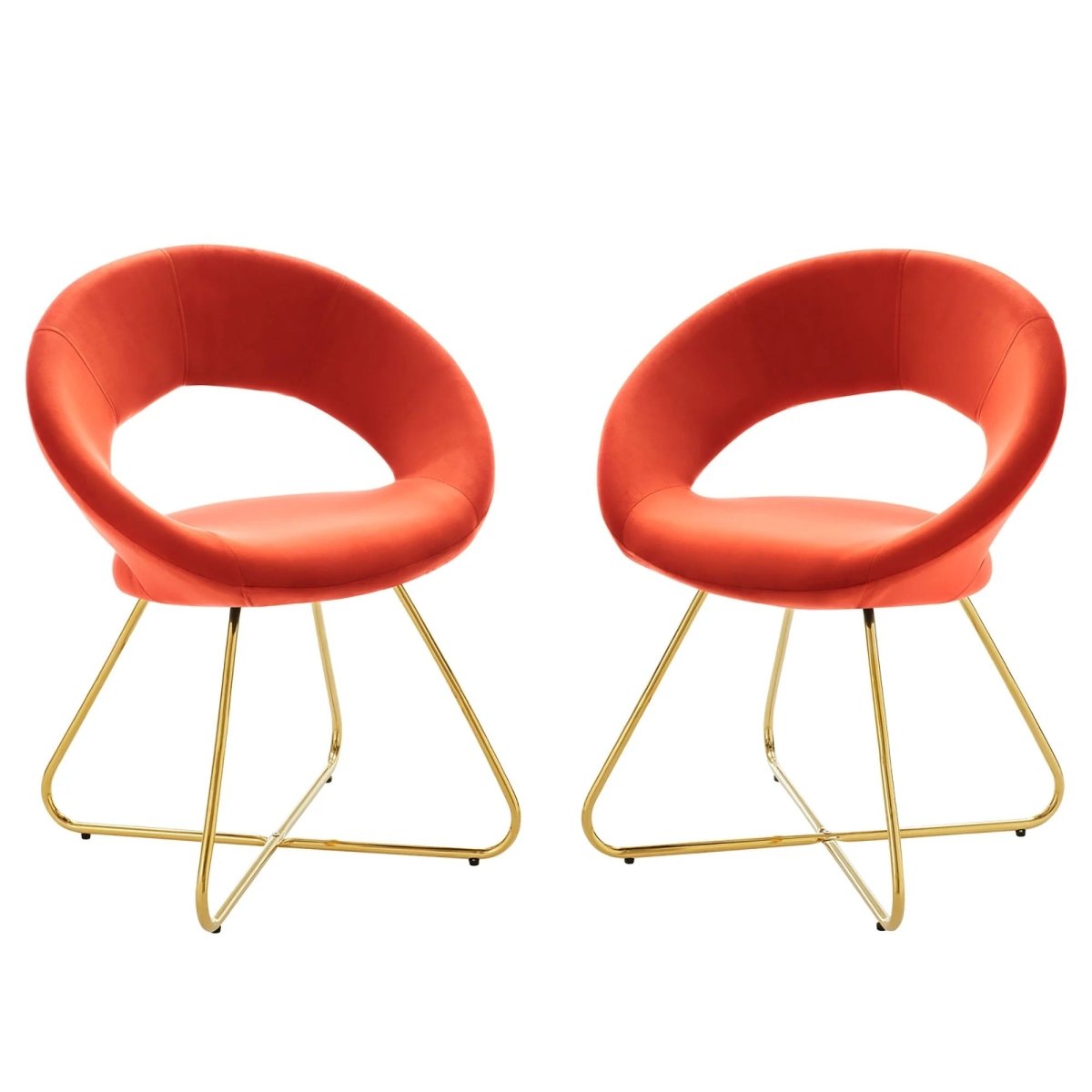 Set of 2 Performance Velvet Circular Dining Chairs with Gold Hairpin Legs - Dining Chairs available at Alpine Outlets in Denver