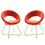 Set of 2 Performance Velvet Circular Dining Chairs with Gold Hairpin Legs - Dining Chairs available at Alpine Outlets in Denver