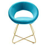 Set of 2 Performance Velvet Circular Dining Chairs with Gold Hairpin Legs - Dining Chairs available at Alpine Outlets in Denver
