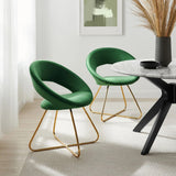 Set of 2 Performance Velvet Circular Dining Chairs with Gold Hairpin Legs - Dining Chairs available at Alpine Outlets in Denver