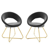 Set of 2 Performance Velvet Circular Dining Chairs with Gold Hairpin Legs - Dining Chairs available at Alpine Outlets in Denver