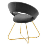 Set of 2 Performance Velvet Circular Dining Chairs with Gold Hairpin Legs - Dining Chairs available at Alpine Outlets in Denver