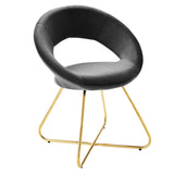 Set of 2 Performance Velvet Circular Dining Chairs with Gold Hairpin Legs - Dining Chairs available at Alpine Outlets in Denver