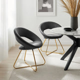 Set of 2 Performance Velvet Circular Dining Chairs with Gold Hairpin Legs - Dining Chairs available at Alpine Outlets in Denver