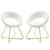 Set of 2 Performance Velvet Circular Dining Chairs with Gold Hairpin Legs - Dining Chairs available at Alpine Outlets in Denver