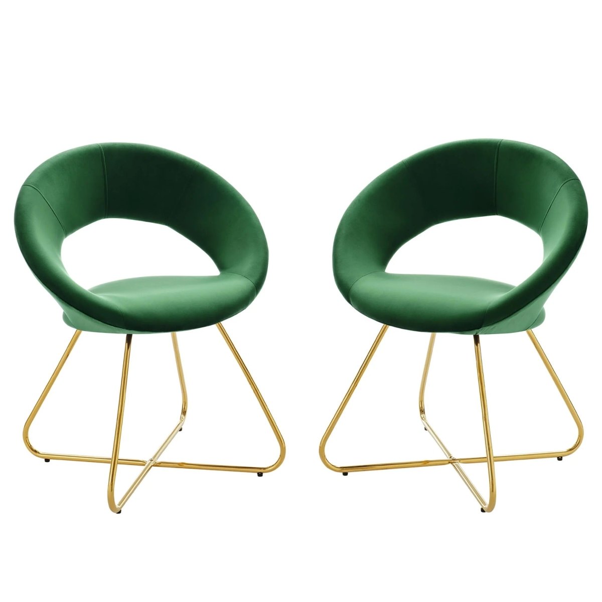 Set of 2 Performance Velvet Circular Dining Chairs with Gold Hairpin Legs - Dining Chairs available at Alpine Outlets in Denver