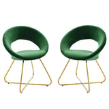 Set of 2 Performance Velvet Circular Dining Chairs with Gold Hairpin Legs - Dining Chairs available at Alpine Outlets in Denver