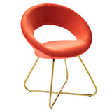 Set of 2 Performance Velvet Circular Dining Chairs with Gold Hairpin Legs - Dining Chairs available at Alpine Outlets in Denver