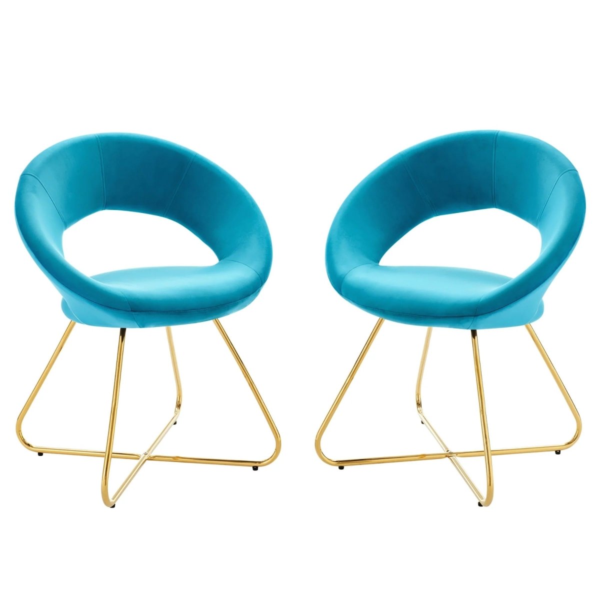 Set of 2 Performance Velvet Circular Dining Chairs with Gold Hairpin Legs - Dining Chairs available at Alpine Outlets in Denver