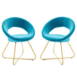Set of 2 Performance Velvet Circular Dining Chairs with Gold Hairpin Legs - Dining Chairs available at Alpine Outlets in Denver