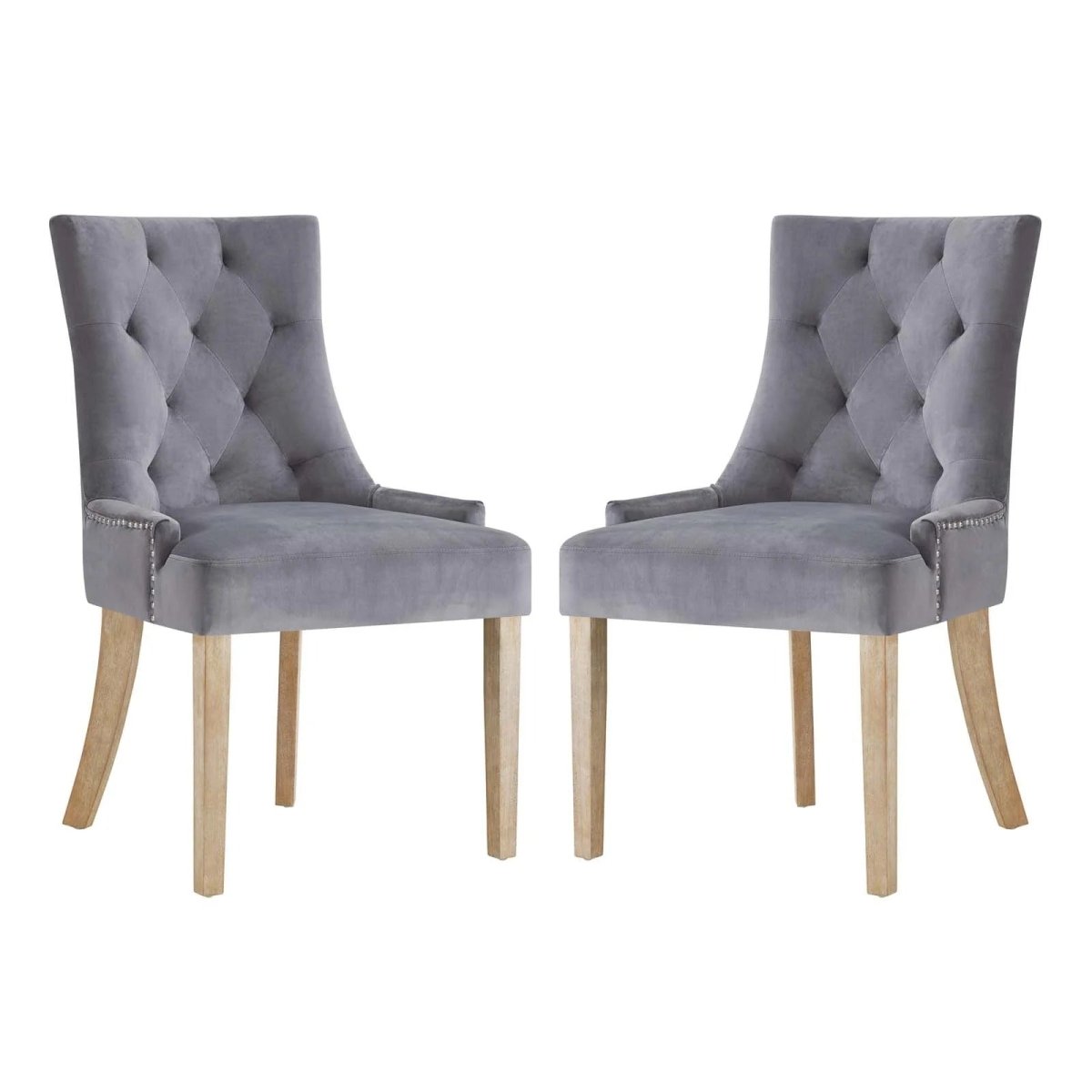 Set of 2 Tufted Performance Velvet Dining Chairs with Nailhead Trim and Back Ring - Dining Chairs available at Alpine Outlets in Denver