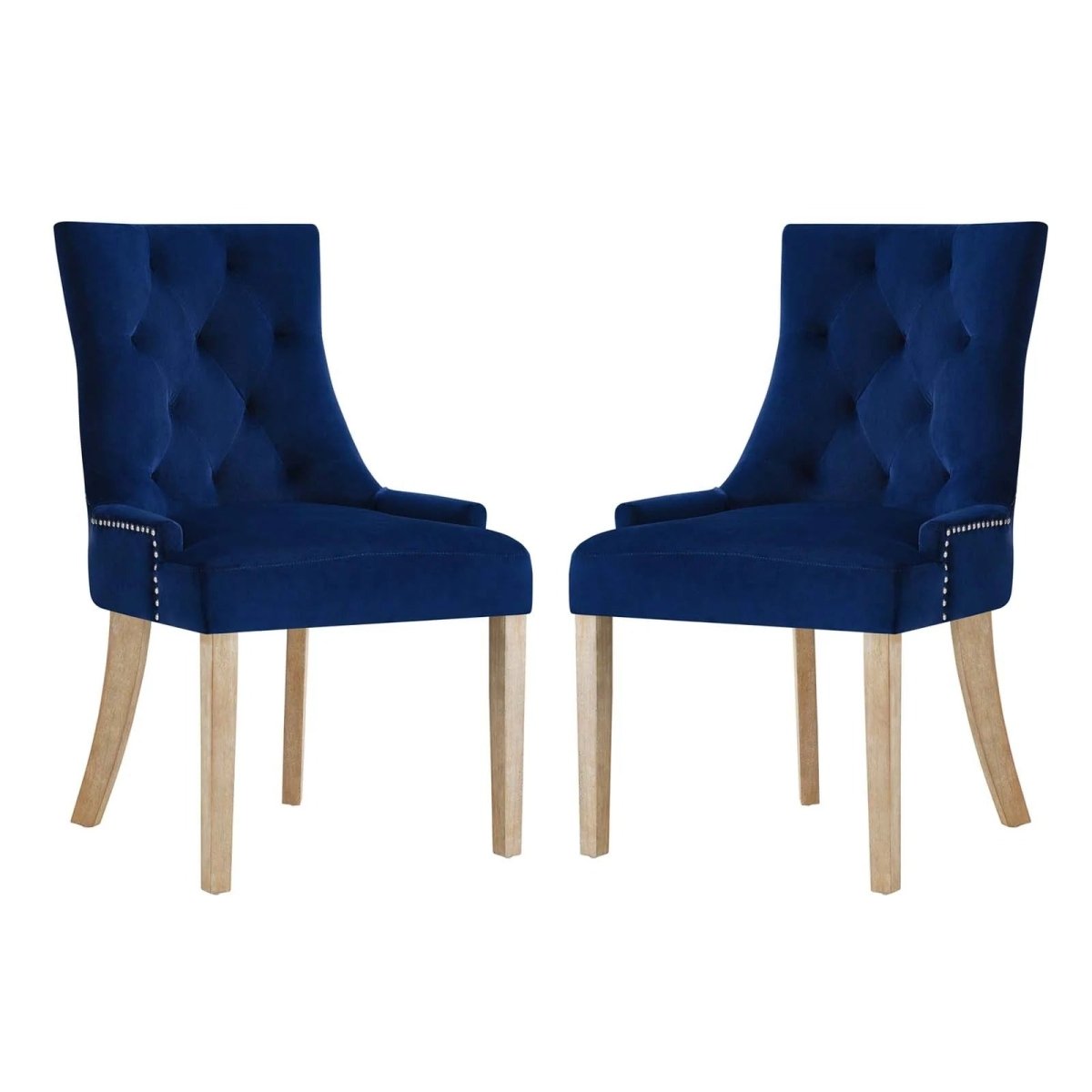 Set of 2 Tufted Performance Velvet Dining Chairs with Nailhead Trim and Back Ring - Dining Chairs available at Alpine Outlets in Denver