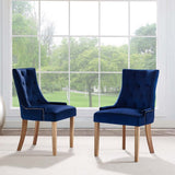 Set of 2 Tufted Performance Velvet Dining Chairs with Nailhead Trim and Back Ring - Dining Chairs available at Alpine Outlets in Denver