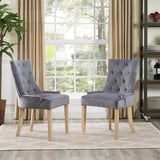 Set of 2 Tufted Performance Velvet Dining Chairs with Nailhead Trim and Back Ring - Dining Chairs available at Alpine Outlets in Denver