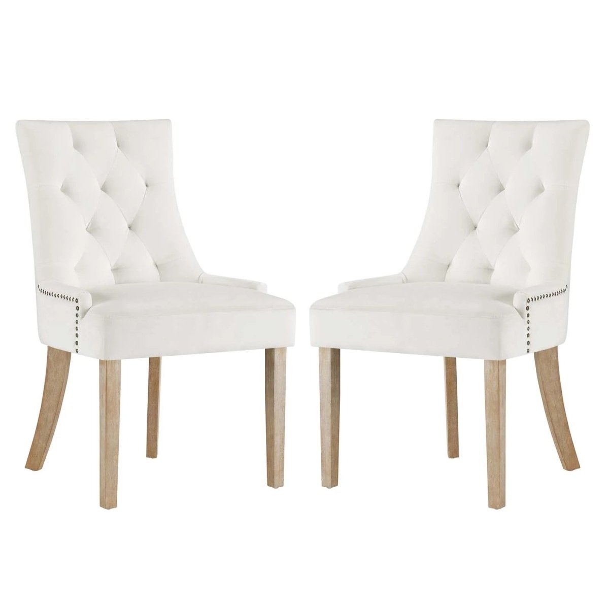 Set of 2 Tufted Performance Velvet Dining Chairs with Nailhead Trim and Back Ring - Dining Chairs available at Alpine Outlets in Denver