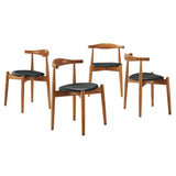 Set of 4 Natural Beech Wood Vinyl Upholstered Dining Side Chairs - Dining Chairs available at Alpine Outlets in Denver