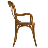 Set of 4 Walnut Wood Dining Armchairs with Rattan Seat - Dining Chairs available at Alpine Outlets in Denver