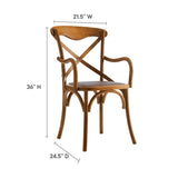 Set of 4 Walnut Wood Dining Armchairs with Rattan Seat - Dining Chairs available at Alpine Outlets in Denver