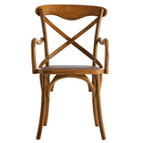 Set of 4 Walnut Wood Dining Armchairs with Rattan Seat - Dining Chairs available at Alpine Outlets in Denver