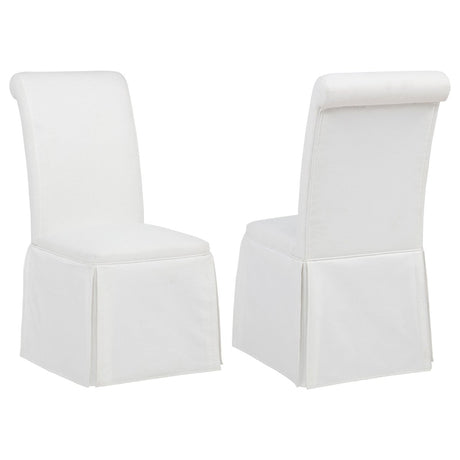 Shawna White Upholstered Skirted Side Chair, Set of 2 - Dining Chairs & Benches available at Alpine Outlets in Denver