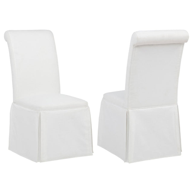 Shawna White Upholstered Skirted Side Chair, Set of 2 - Dining Chairs & Benches available at Alpine Outlets in Denver
