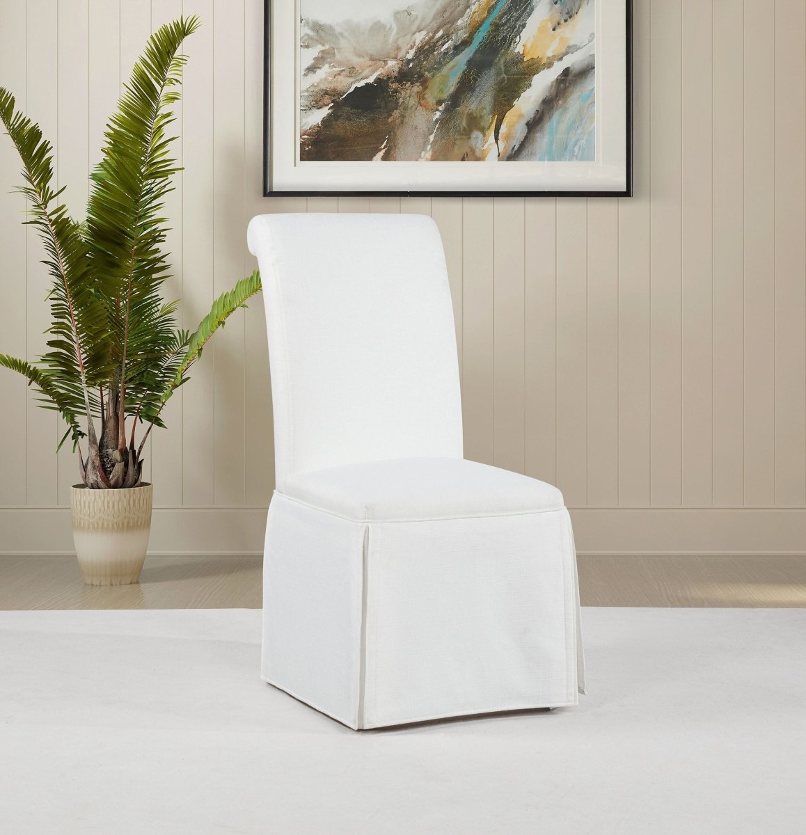 Shawna White Upholstered Skirted Side Chair, Set of 2 - Dining Chairs & Benches available at Alpine Outlets in Denver