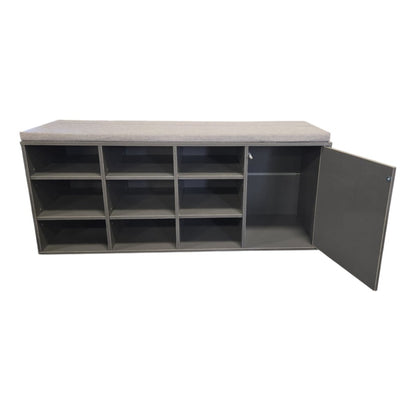 Shoe Bench with Padded Cushion 9 - Cube Adjustable Storage Shoe Rack Grey - New - (ID N94756) - available at Alpine Outlets in Denver