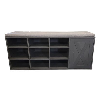 Shoe Bench with Padded Cushion 9 - Cube Adjustable Storage Shoe Rack Grey - New - (ID N94756) - available at Alpine Outlets in Denver