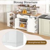 Sideboard With Extendable Table, Adjustable Shelves, 3 Tier Pull Out Rack - White - Sideboards available at Alpine Outlets in Denver